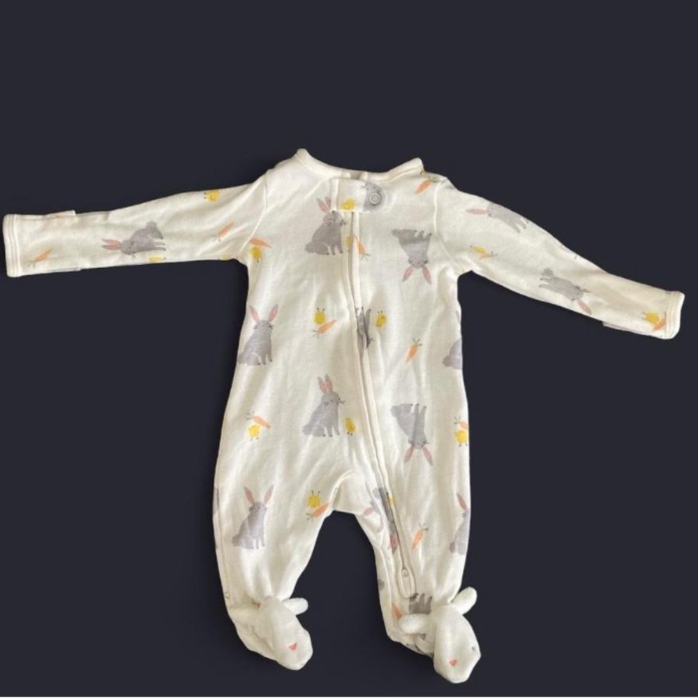 Carter's White Bunny and Carrot Print Footie